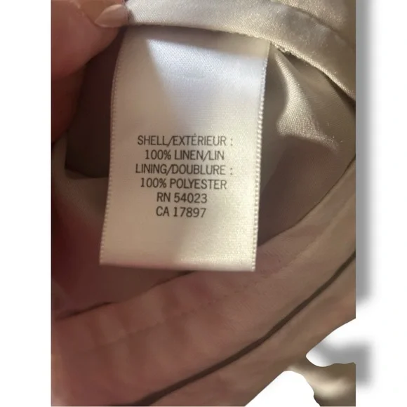 Banana Republic Elegant Cream Pinstripe Straight Flare Leg Size 4 Linen Trousers - Picture 6 of 13